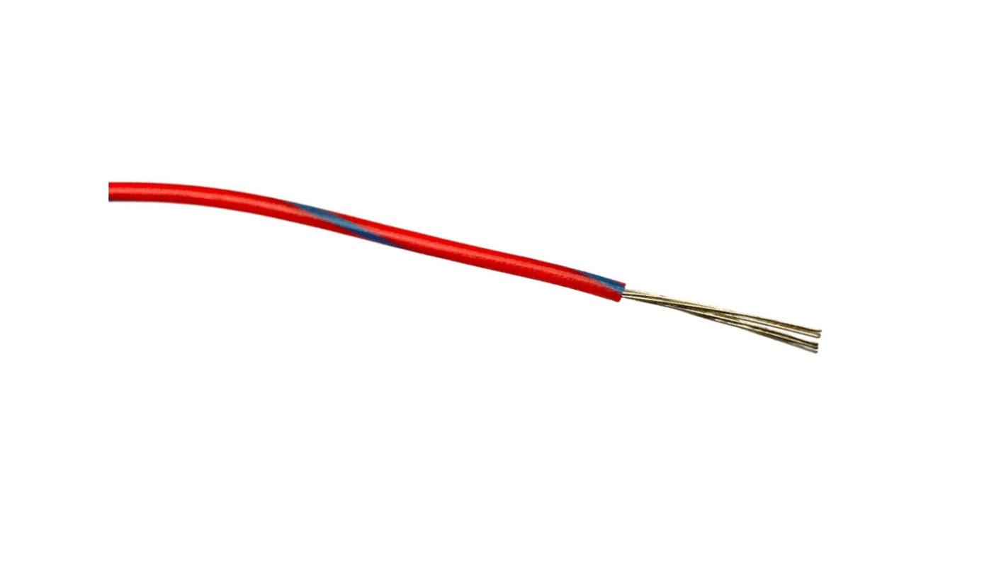 RS PRO Blue/Red 0.2mm² Hook Up Wire, 24 AWG, 7/0.2 mm, 100m, PVC Insulation