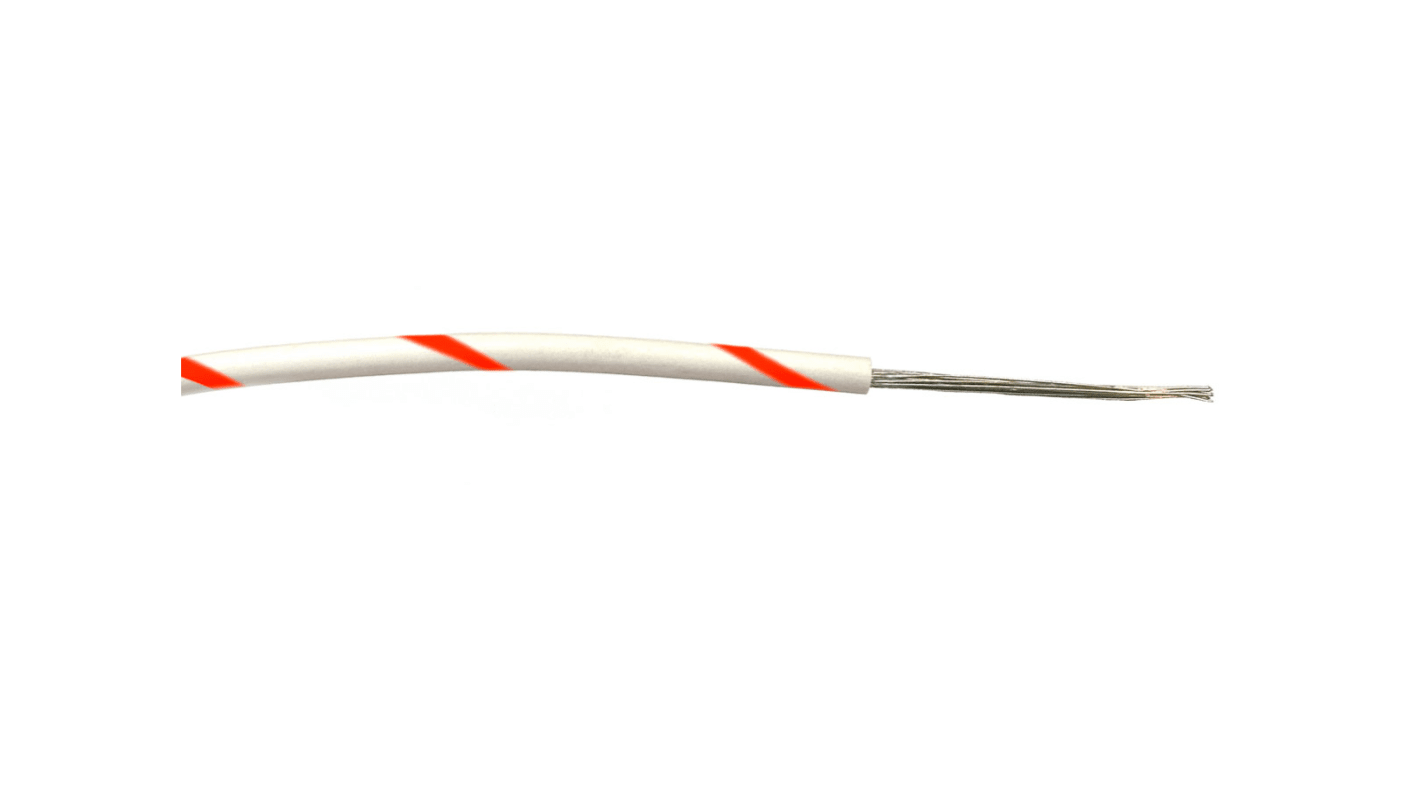 RS PRO 红色/白色单芯线电线, 0.2 平方毫米, 100m长, 24AWG, 1 kV 交流, 最高+85°C, PVC绝缘