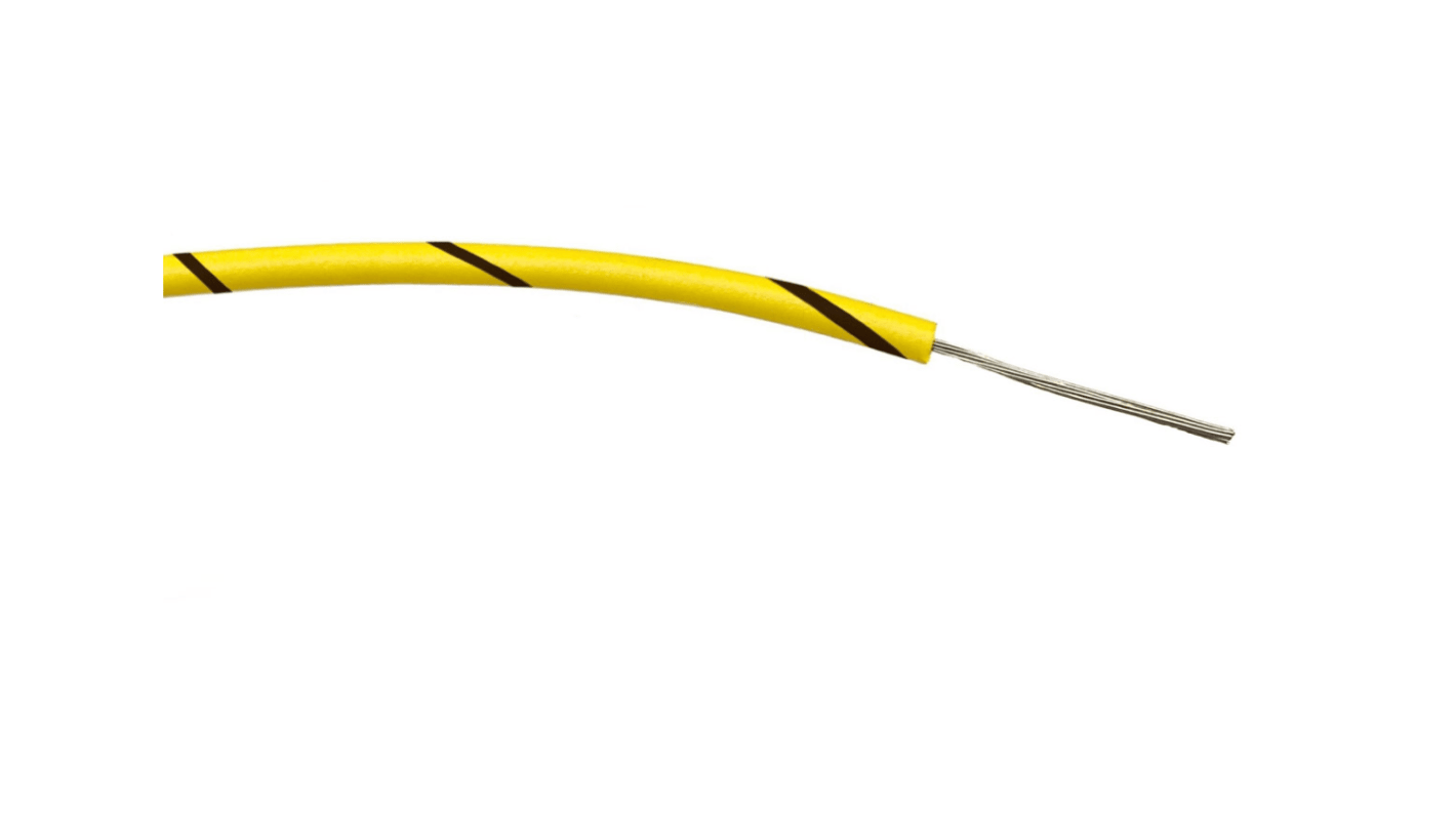 RS PRO 黑色/黄色单芯线电线, 0.2 平方毫米, 100m长, 24AWG, 1 kV 交流, 最高+85°C, PVC绝缘