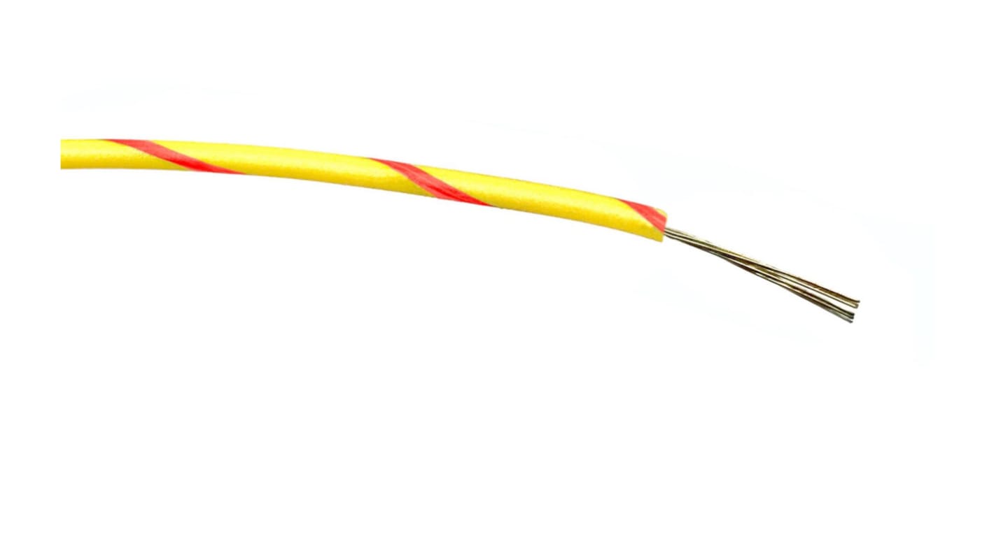 RS PRO Einzeladerleitung 0,2 mm², 24 AWG 100m Rot/Gelb PVC isoliert Ø 1.3mm 7/0,2 mm Litzen