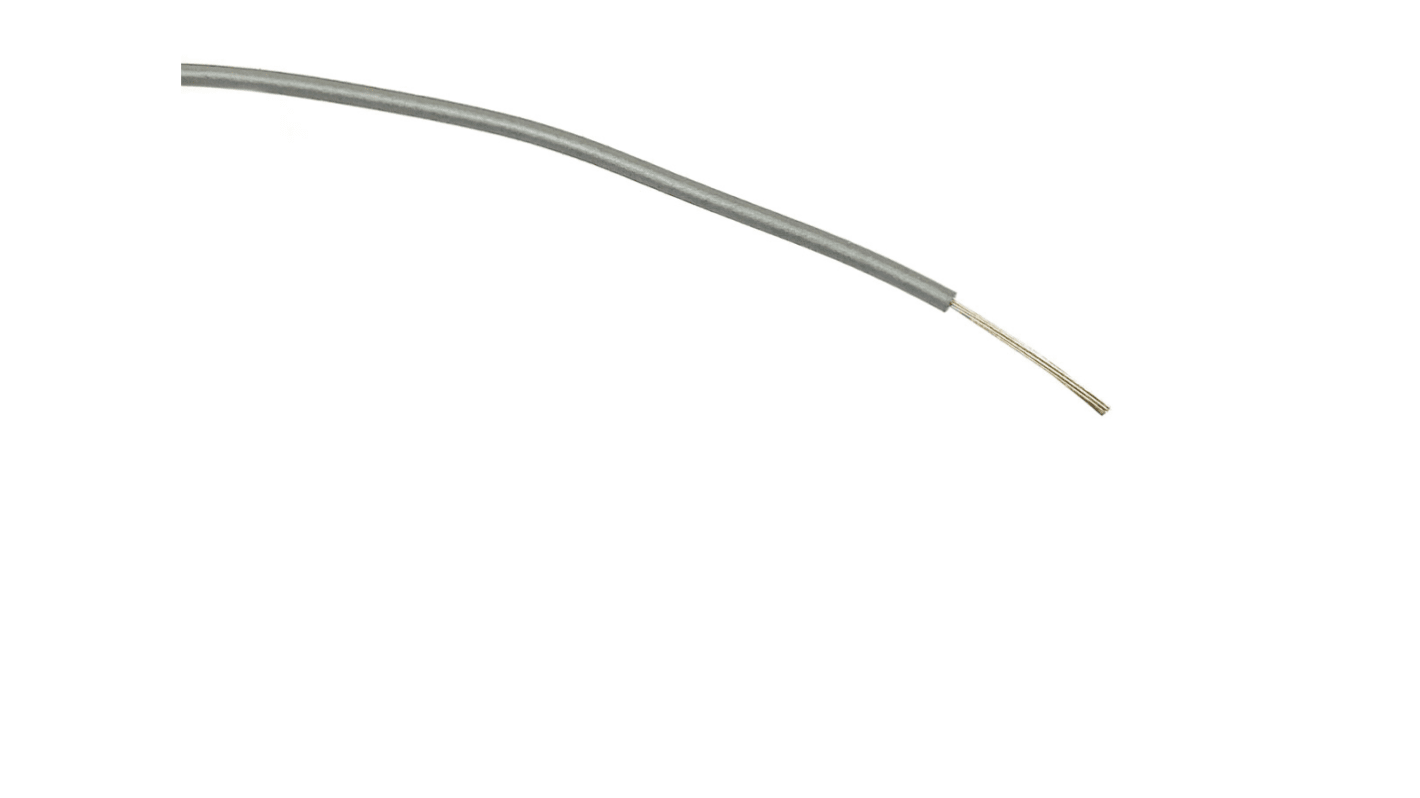RS PRO Grey 0.5mm² Hook Up Wire, 20 AWG, 16/0.2 mm, 100m, PVC Insulation