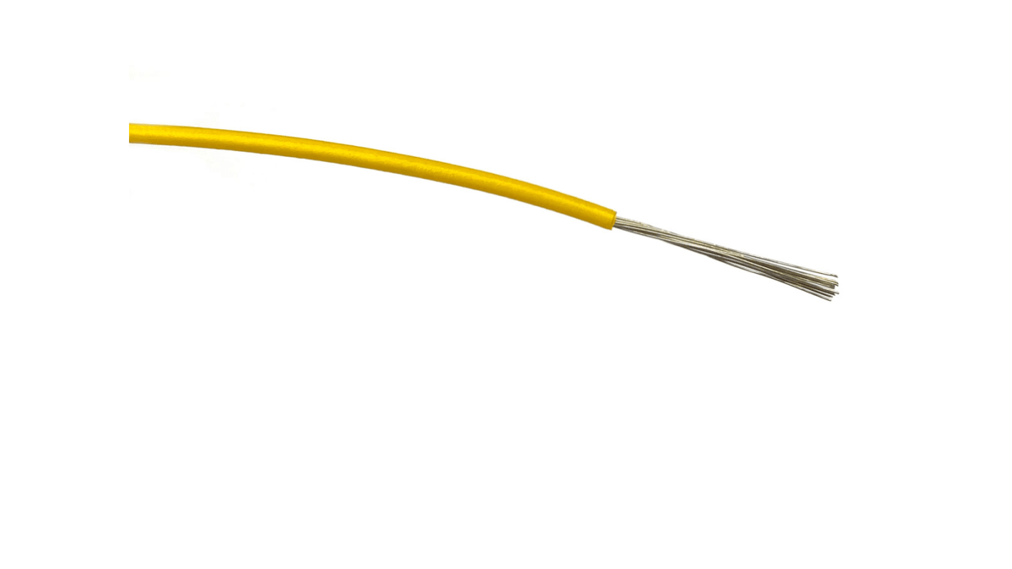 Cable de conexión RS PRO, área transversal 0,5 mm² Núcleo simple Filamentos del Núcleo 16/0,2 mm Amarillo, 1 kV ac,