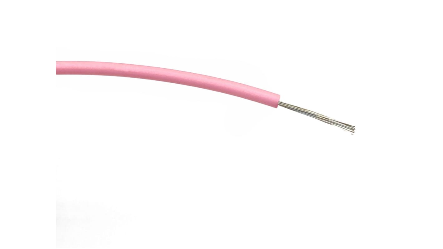 RS PRO Pink 0.5mm² Hook Up Wire, 20 AWG, 16/0.2 mm, 500m, PVC Insulation