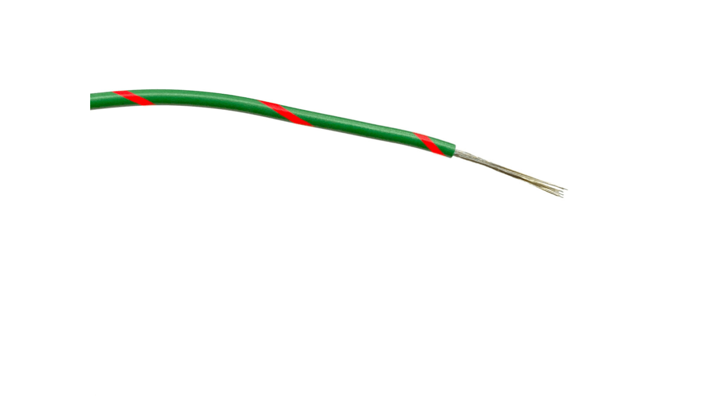 RS PRO 绿色/红色单芯线电线, 0.5mm², 100m长, 20AWG, 1 kV 交流, 最高+85°C, PVC绝缘