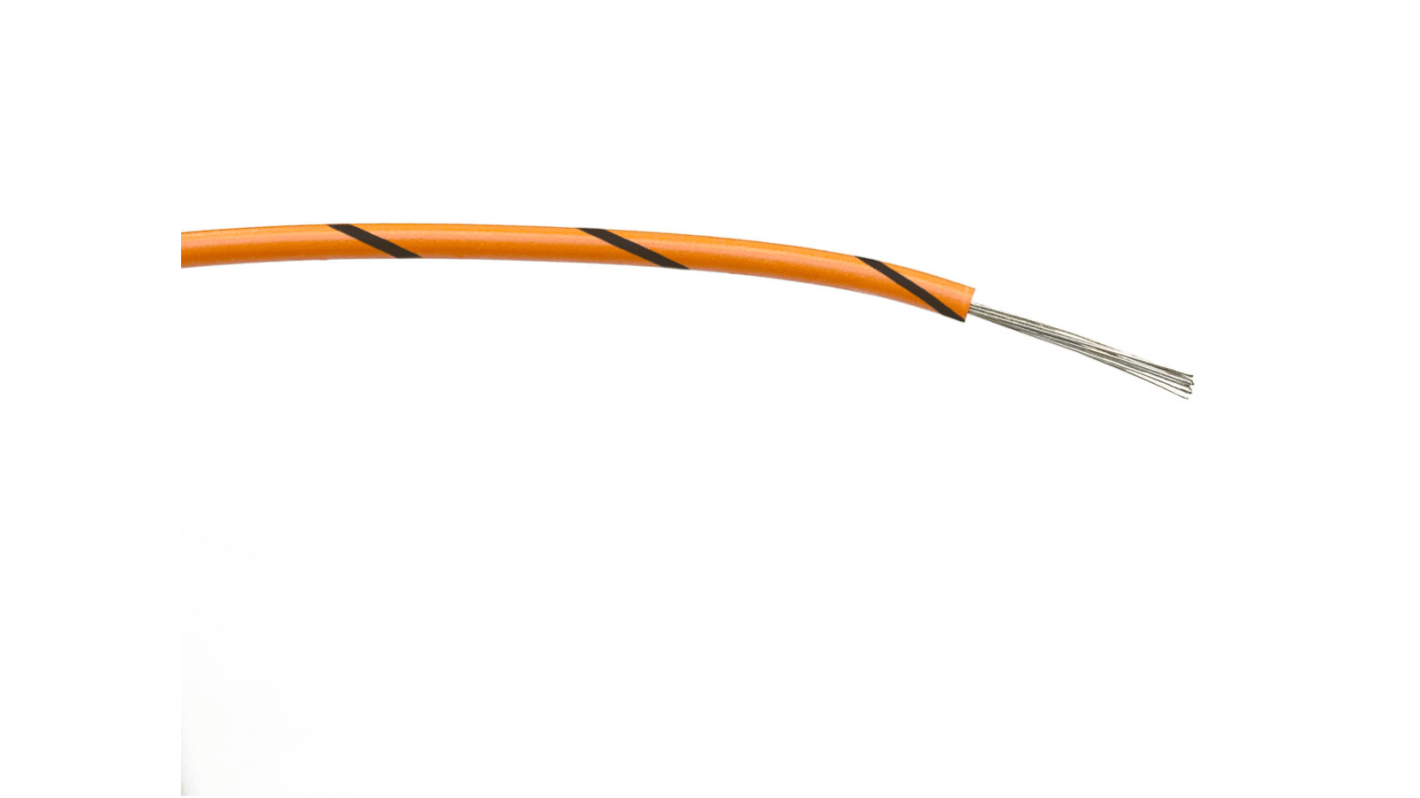 RS PRO Black/Orange 0.5mm² Hook Up Wire, 20 AWG, 16/0.2 mm, 100m, PVC Insulation