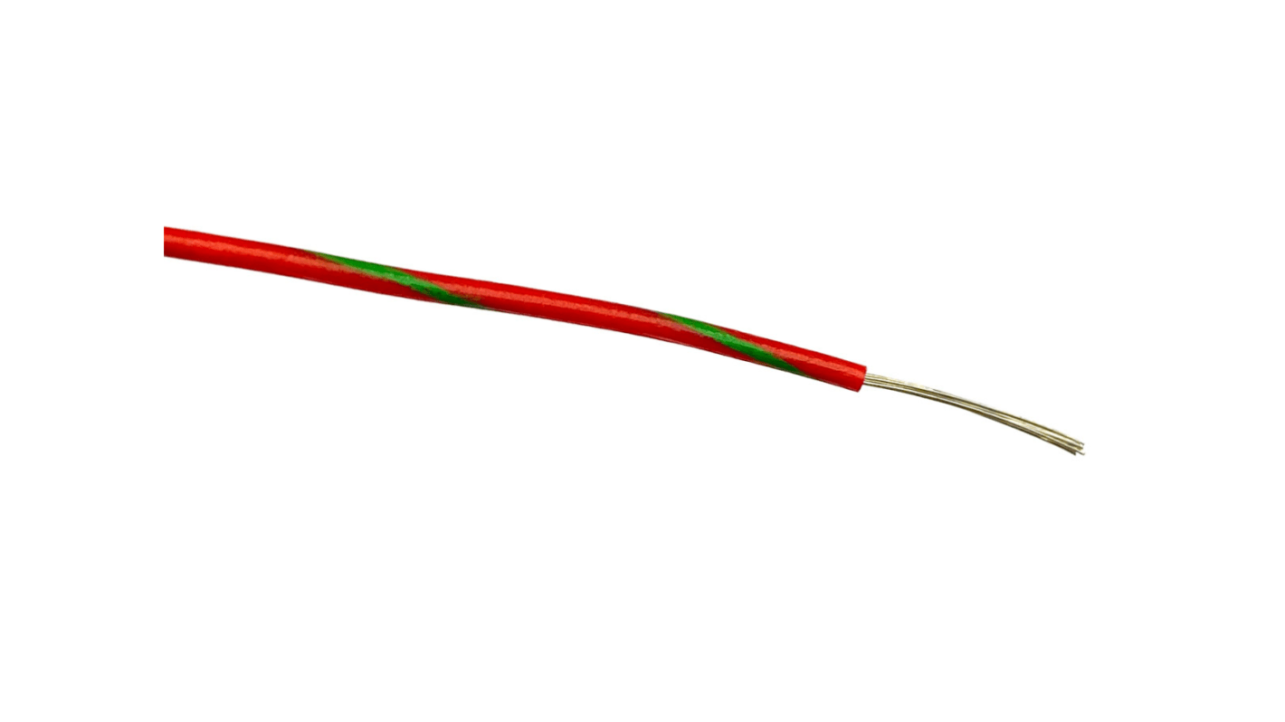 RS PRO Green/Red 0.5mm² Hook Up Wire, 20 AWG, 16/0.2 mm, 100m, PVC Insulation