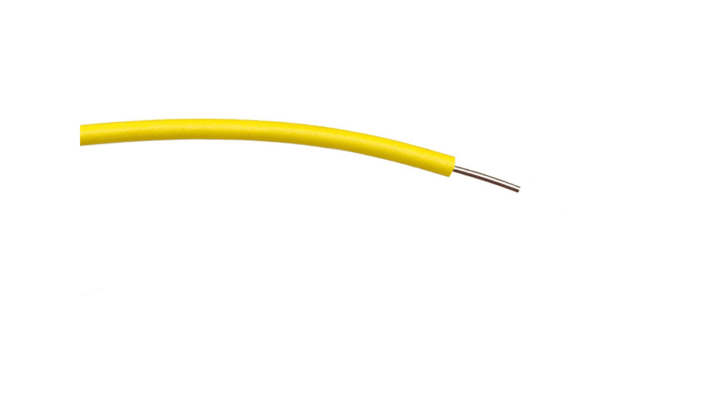 RS PRO Yellow 0.26 mm² Hook Up Wire, 23 AWG, 1/0.6 mm, 100m, PVC Insulation