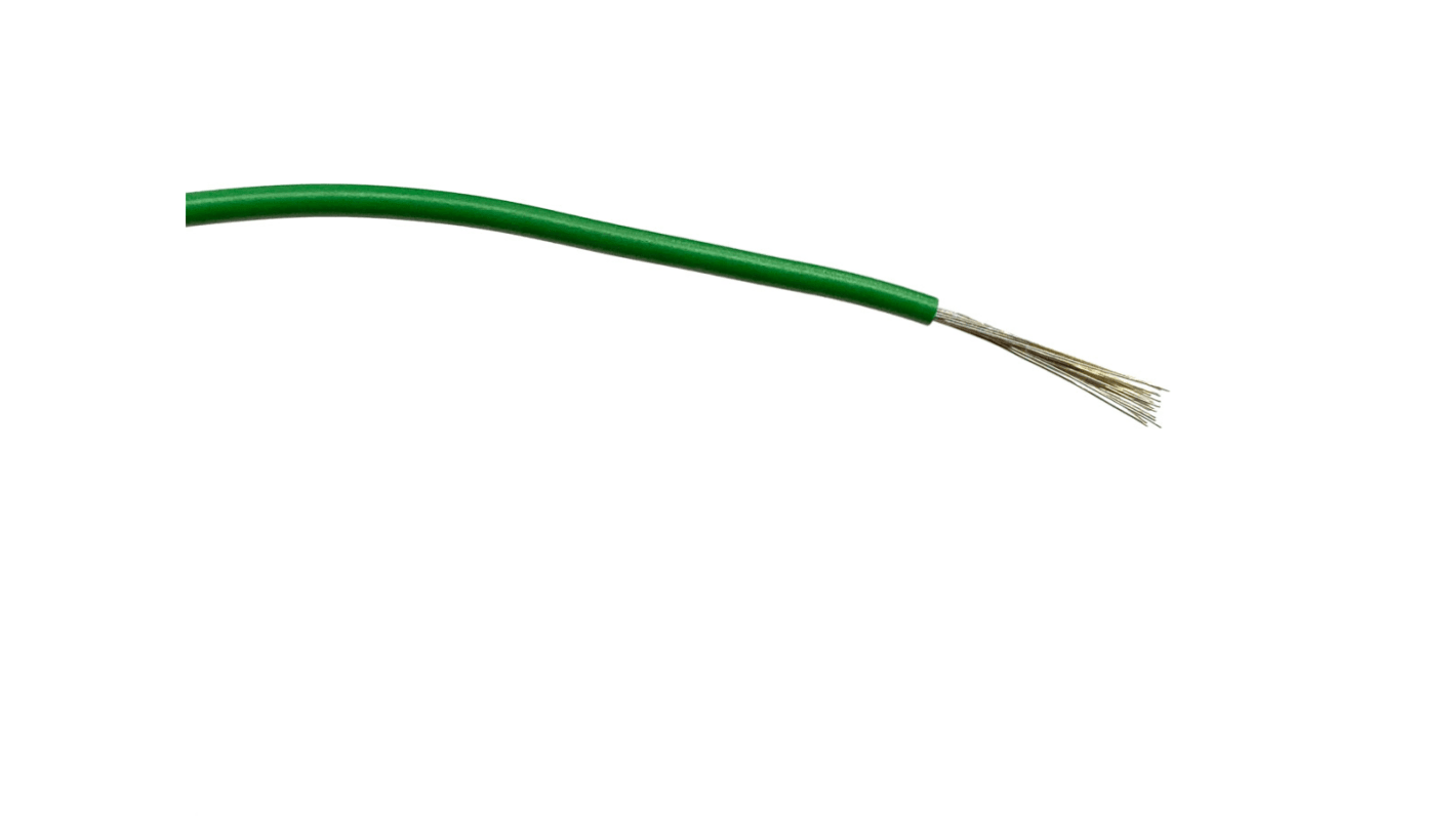 Cable de conexión RS PRO, área transversal 0,75 mm² Núcleo simple Filamentos del Núcleo 24/0,2 mm Verde, 1,5 kV ac,