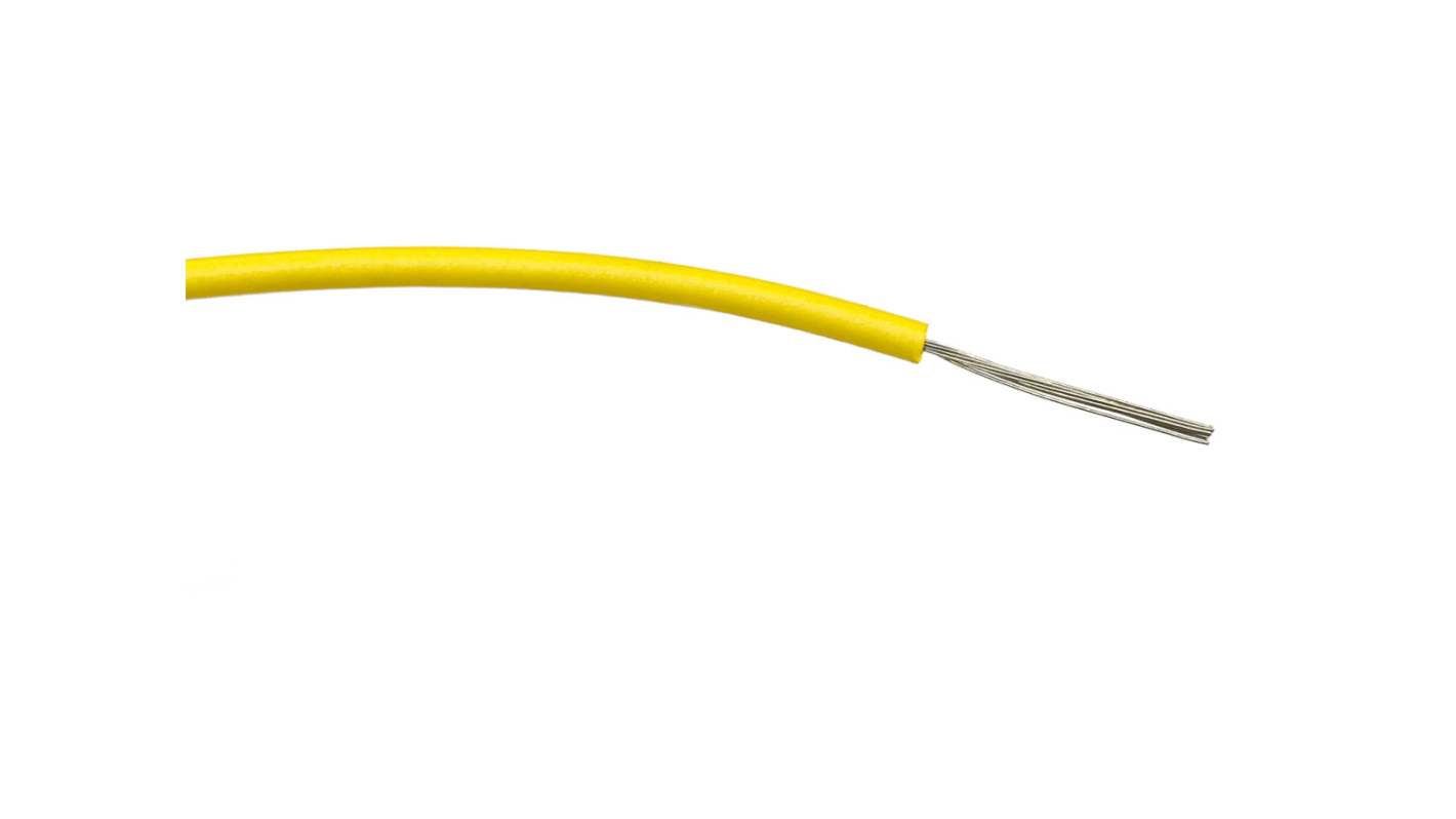 RS PRO Yellow 0.75 mm² Hook Up Wire, 18 AWG, 24/0.2 mm, 100m, PVC Insulation