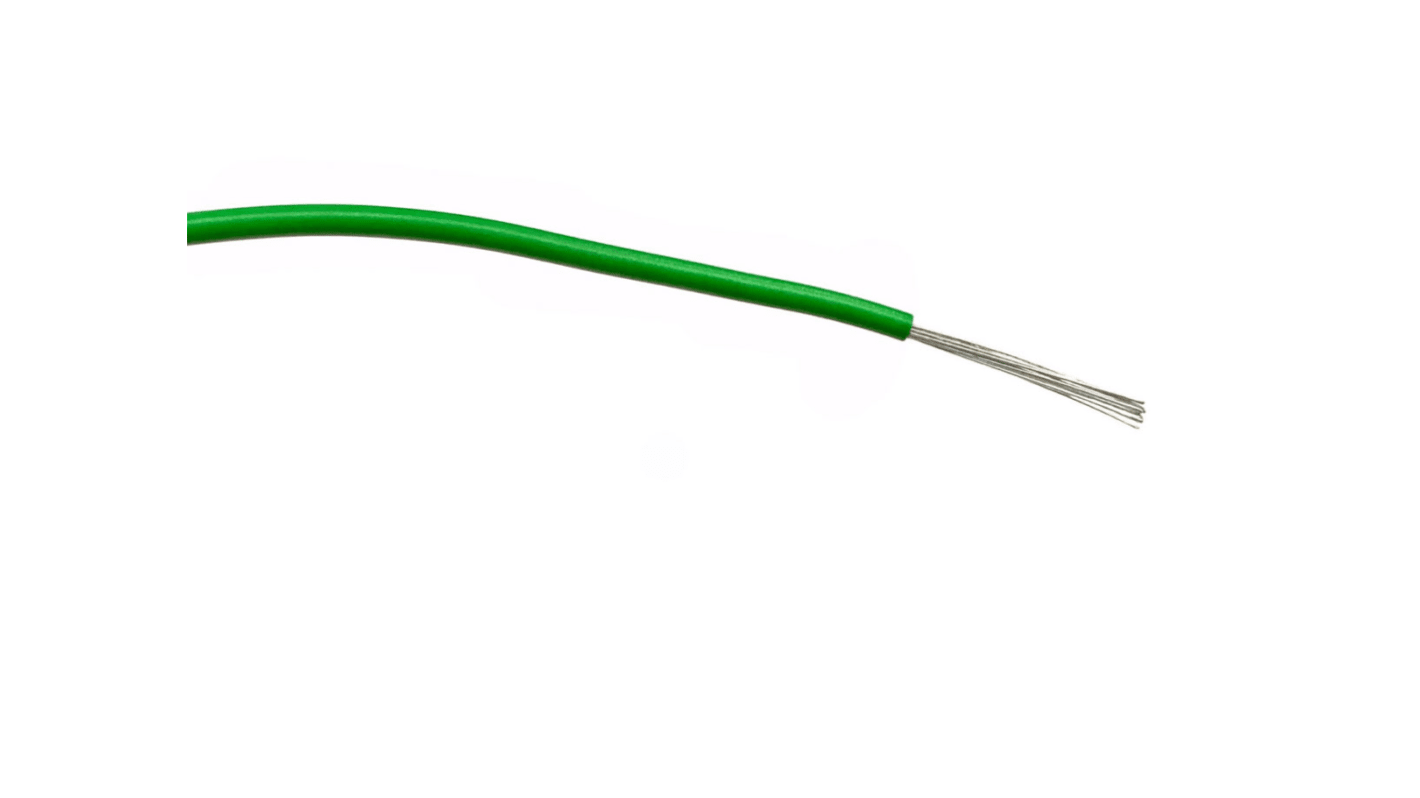 RS PRO 绿色单芯线电线, 1mm², 100m长, 18AWG, 1.5 kV 交流, 最高+85°C, PVC绝缘
