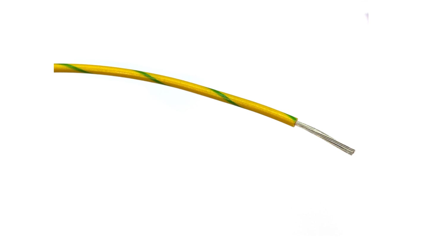 RS PRO Einzeladerleitung 1 mm² mm², 18 AWG 100m Grün/Gelb PVC isoliert Ø 2.65mm 32 / 0,2 mm Litzen