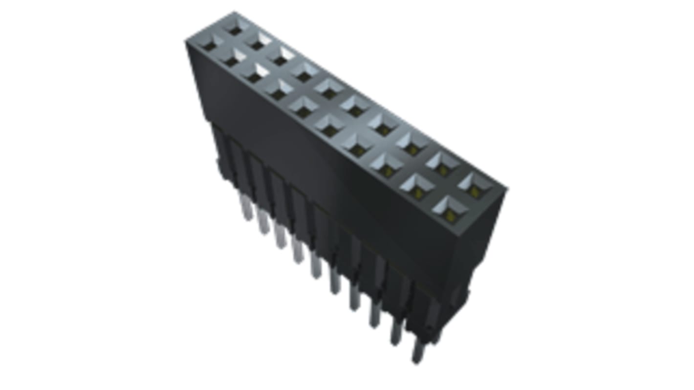 Samtec ESQ Series Straight Through Hole Mount PCB Socket, 2-Contact, 1-Row, 2.54mm Pitch, Solder Termination