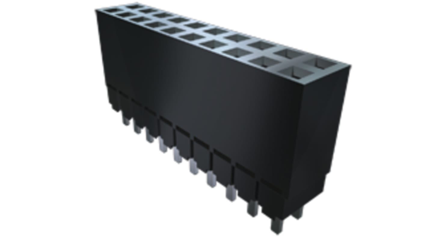 Samtec ESW Series Straight Through Hole Mount PCB Socket, 24-Contact, 2-Row, 2.54mm Pitch, Solder Termination