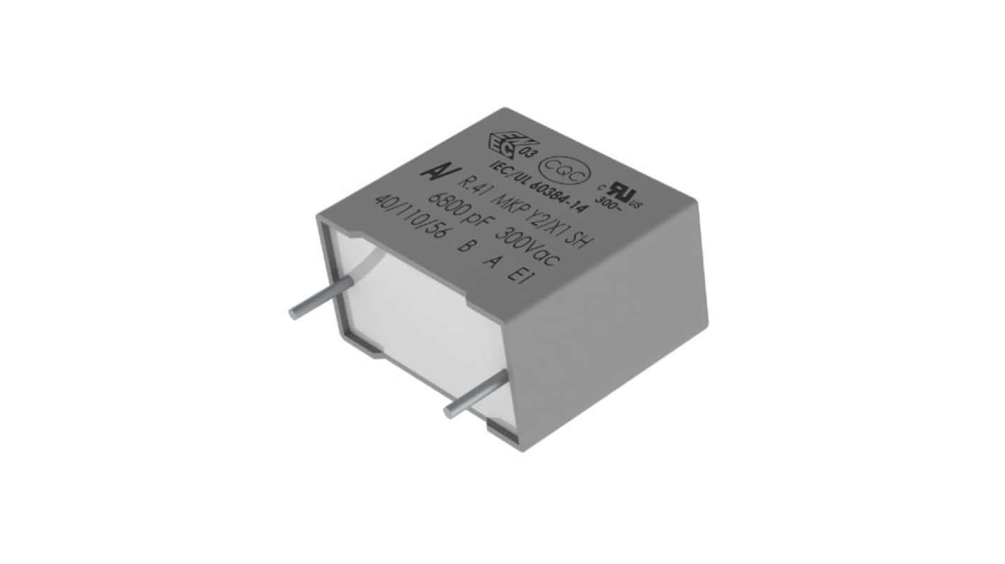 KEMET R41-T Metallised Polypropylene Film Capacitor, 1.5 kV dc, 300 V ac, ±10%, 4.7nF, Through Hole