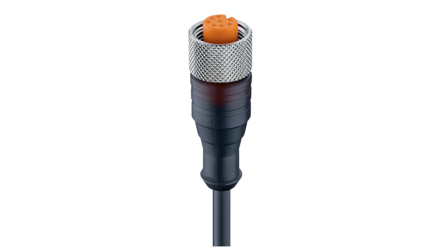 Cable de conexión Lumberg Automation, con. A M12 Hembra, 8 polos, con. B Sin terminación, cod.: A, long. 10m, 30 V, 2