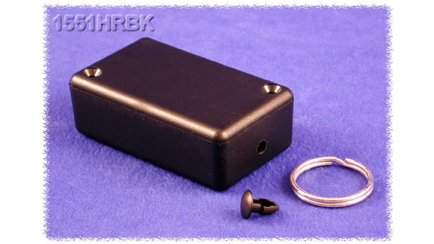 Hammond 1551 Series Black ABS Enclosure, IP54, Black Lid, 60 x 35 x 20mm