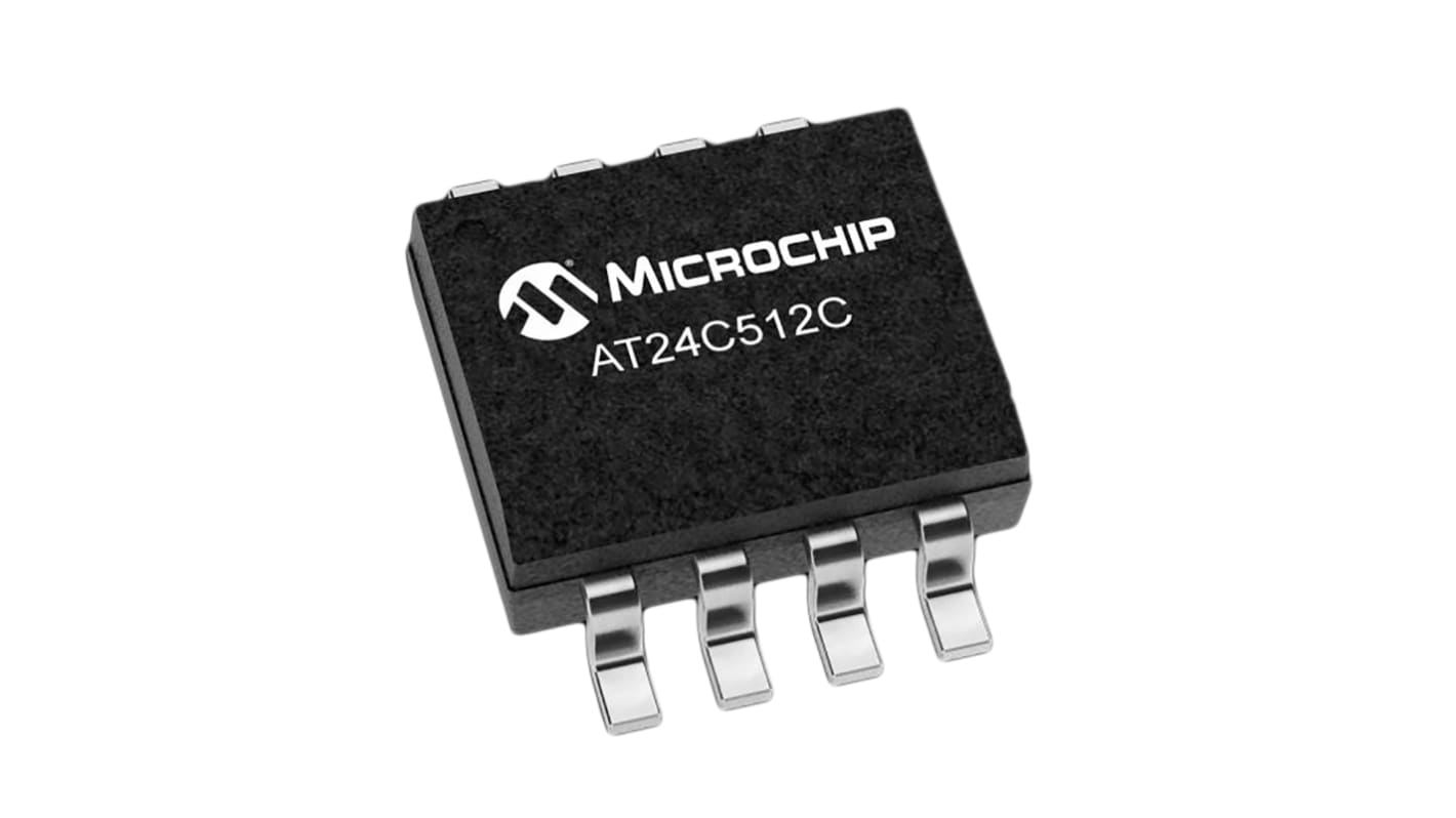 Microchip AT24C512C-SSHD-T, 512kbit EEPROM Memory Chip, 450ns 8-Pin SOIC-8 Serial-2 Wire, Serial-I2C