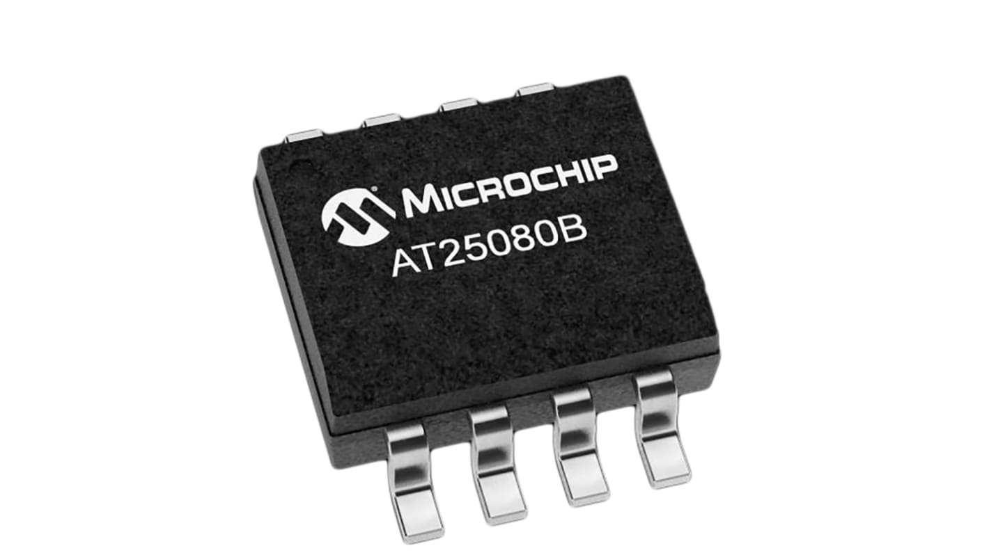 Microchip EEPROM芯片, 8Kbit, 串行 - SPI接口, SOIC-8封装, 8引脚, 表面贴装