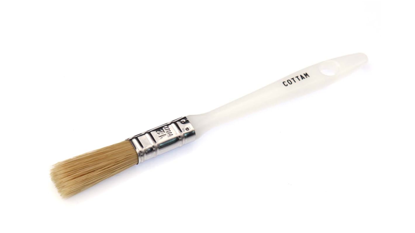 Cottam Thin 12mm Synthetic Paint Brush with Flat Bristles