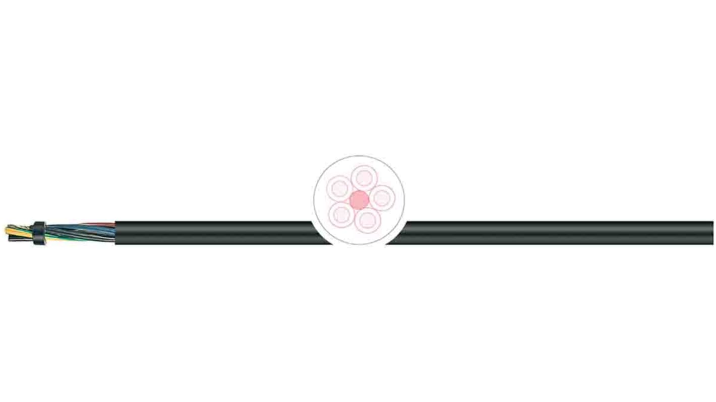 RS PRO, H07RNF, 100m 5 Core, Black Elastomer Power Cable +60°C