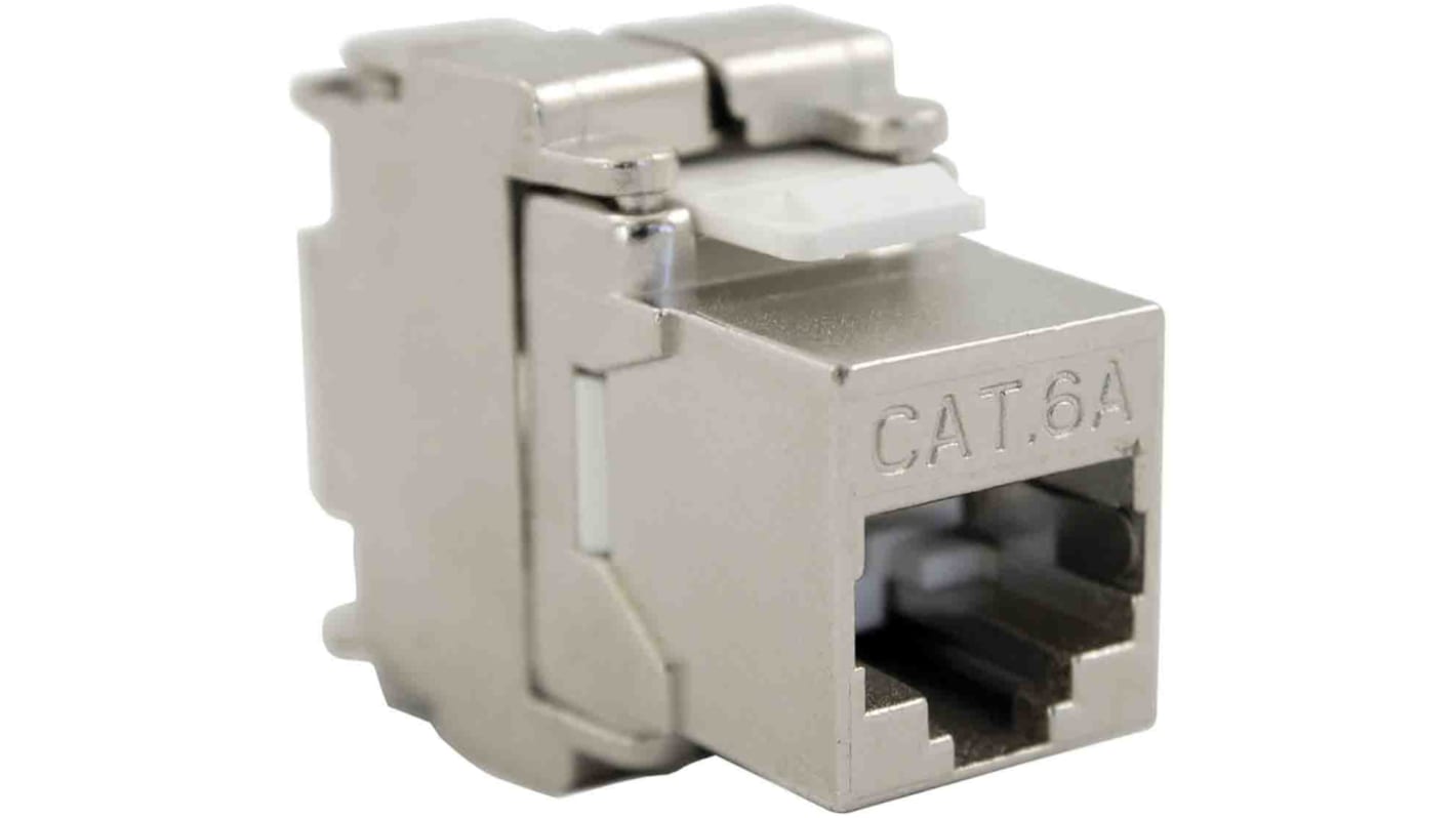 RS PRO Female RJ45 Connector, Tool-less Cable Mounting, Cat6a, 360° Shield 1 Port 8 -Way