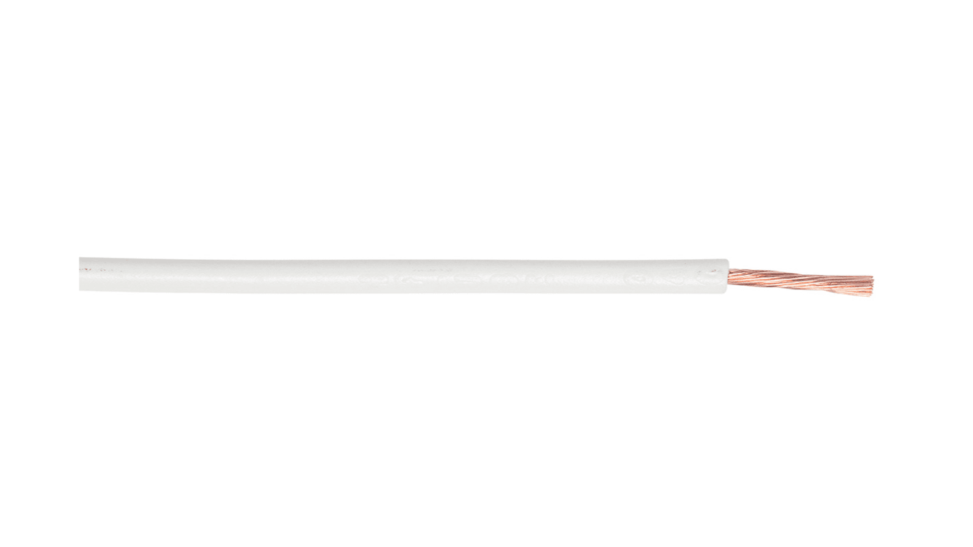 RS PRO White 0.75mm² Hook Up Wire, 18 AWG, 100m, PVC Insulation