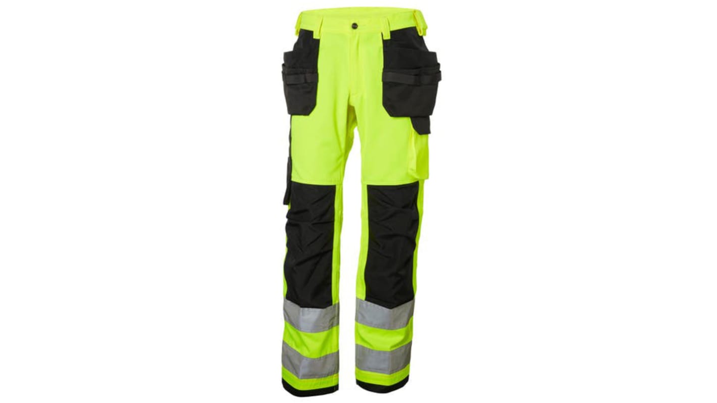 Pantalones alta visibilidad Helly Hansen, talla 34plg, de color Negro/verde/blanco/amarillo