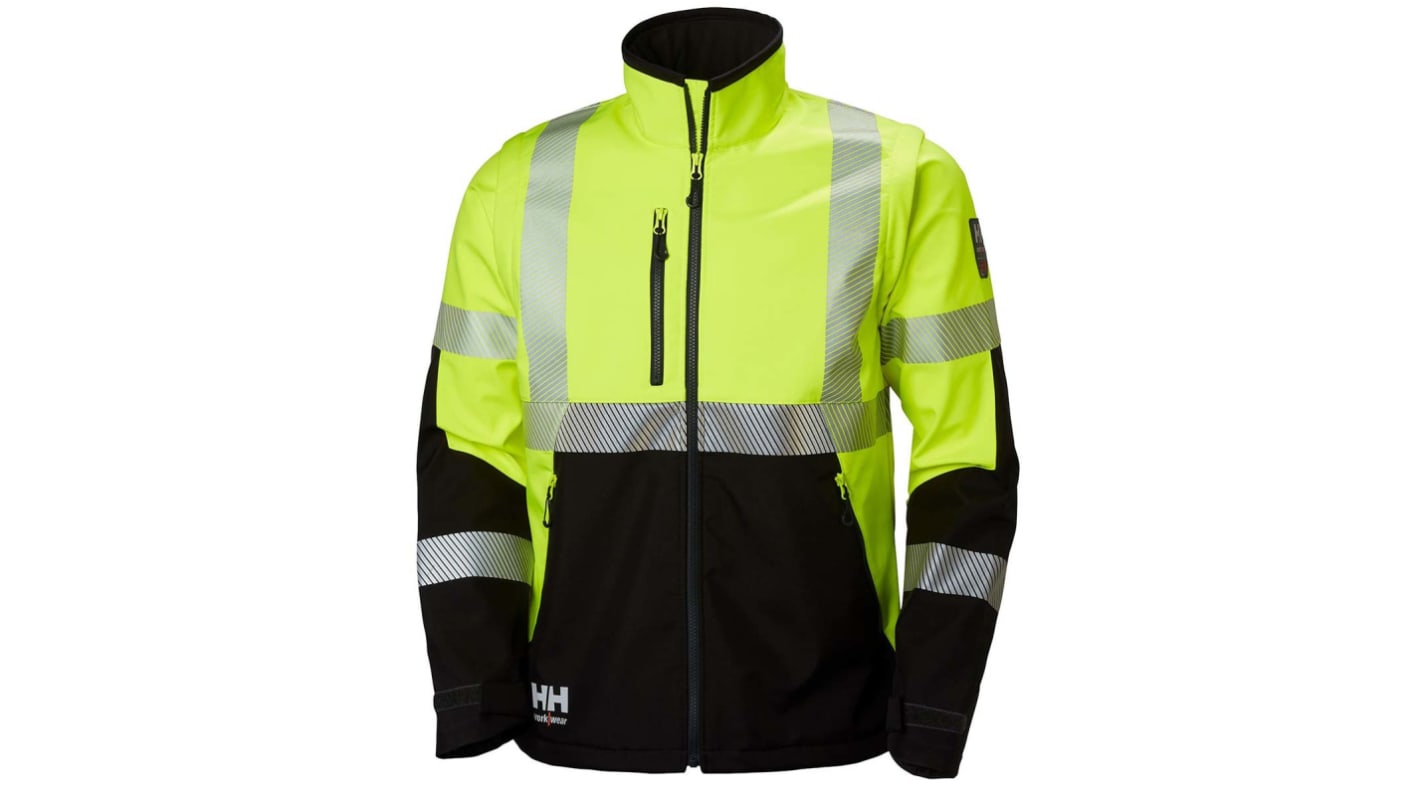 Helly Hansen Black/Green/White/Yellow Unisex Hi Vis Softshell Jacket, S