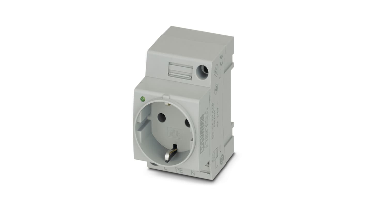 Phoenix Contact German Mains Sockets, 16A, DIN Rail, 250 V