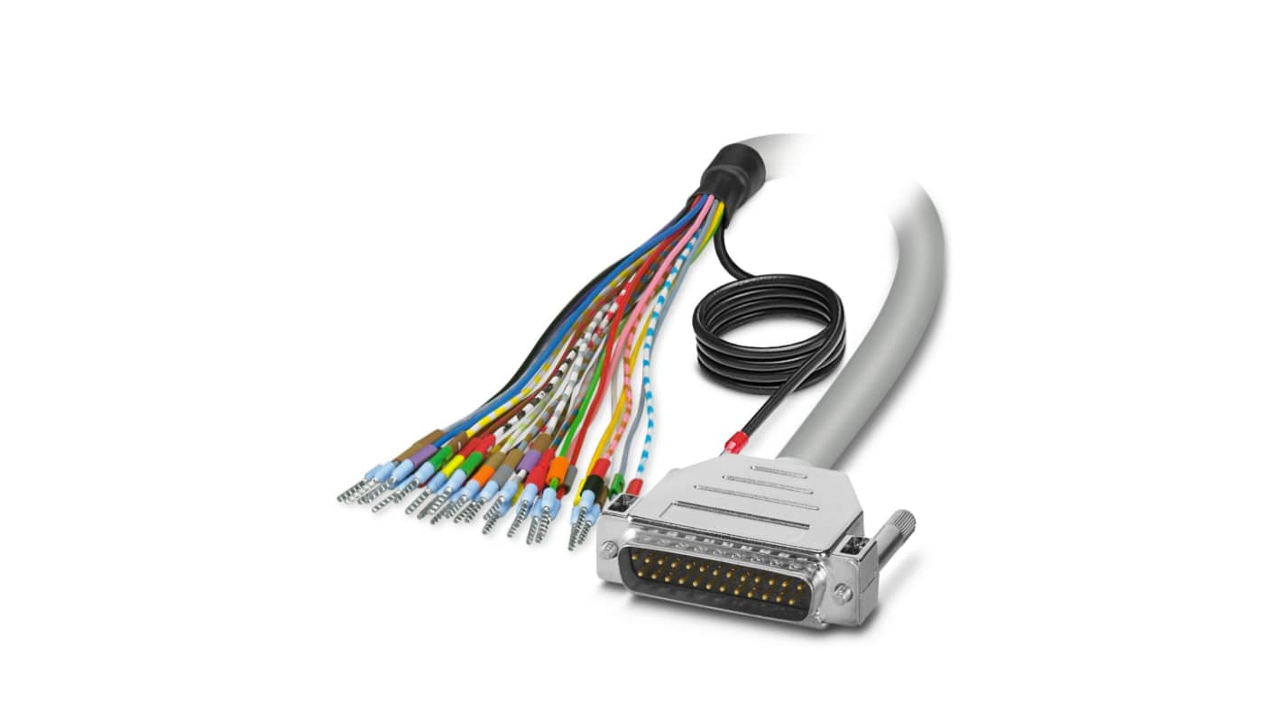 Phoenix Contact Male 25 Pin D-sub Unterminated Cable, 6m PVC, 0M, 25/S/6, CABLE-D-25SUB/M/OE/0 Series