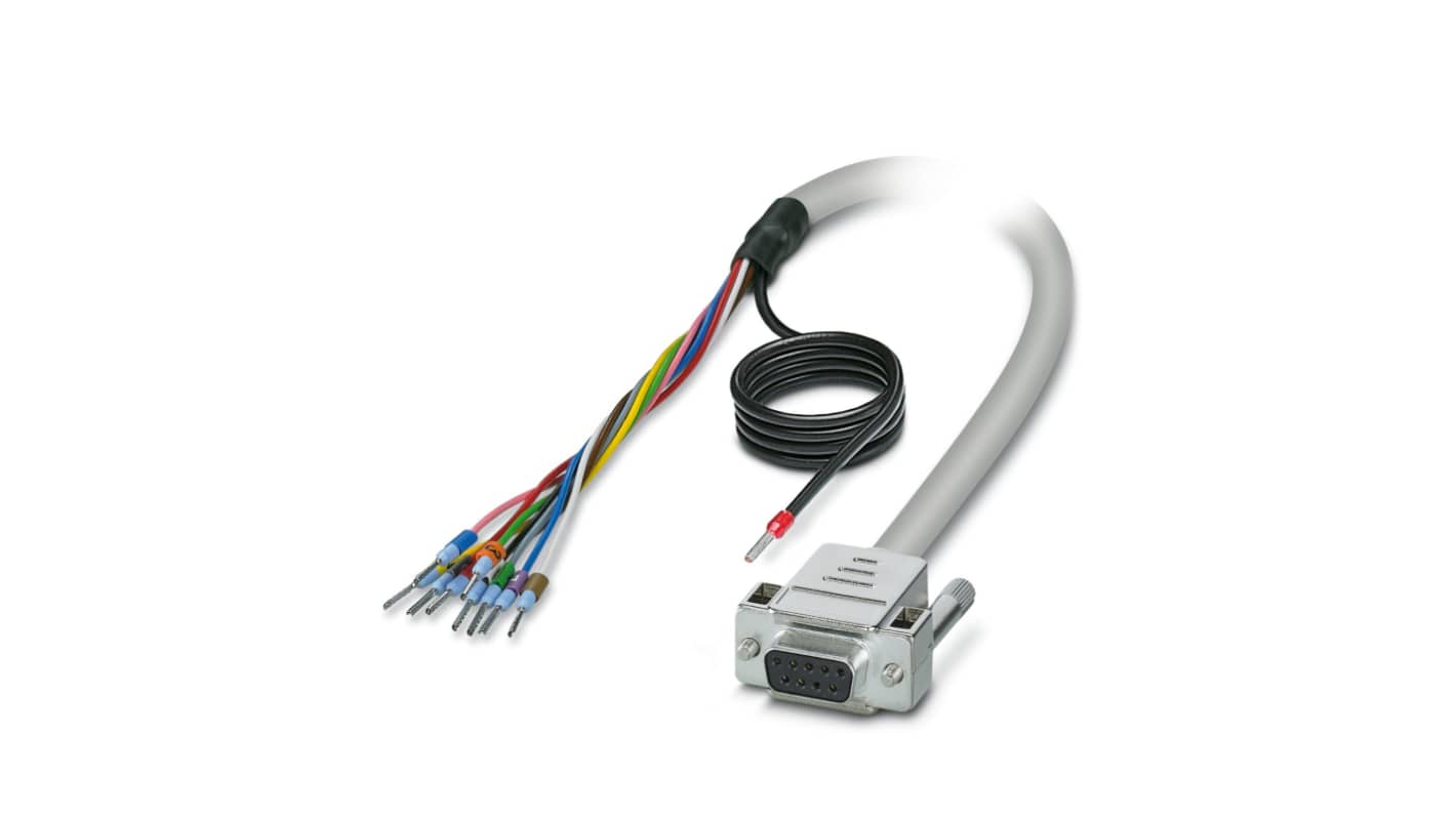Phoenix Contact Female 9 Pin D-sub Unterminated Cable, 0.5m PVC, 5M, 25/S/0, CABLE-D- 9SUB/F/OE/0 Series