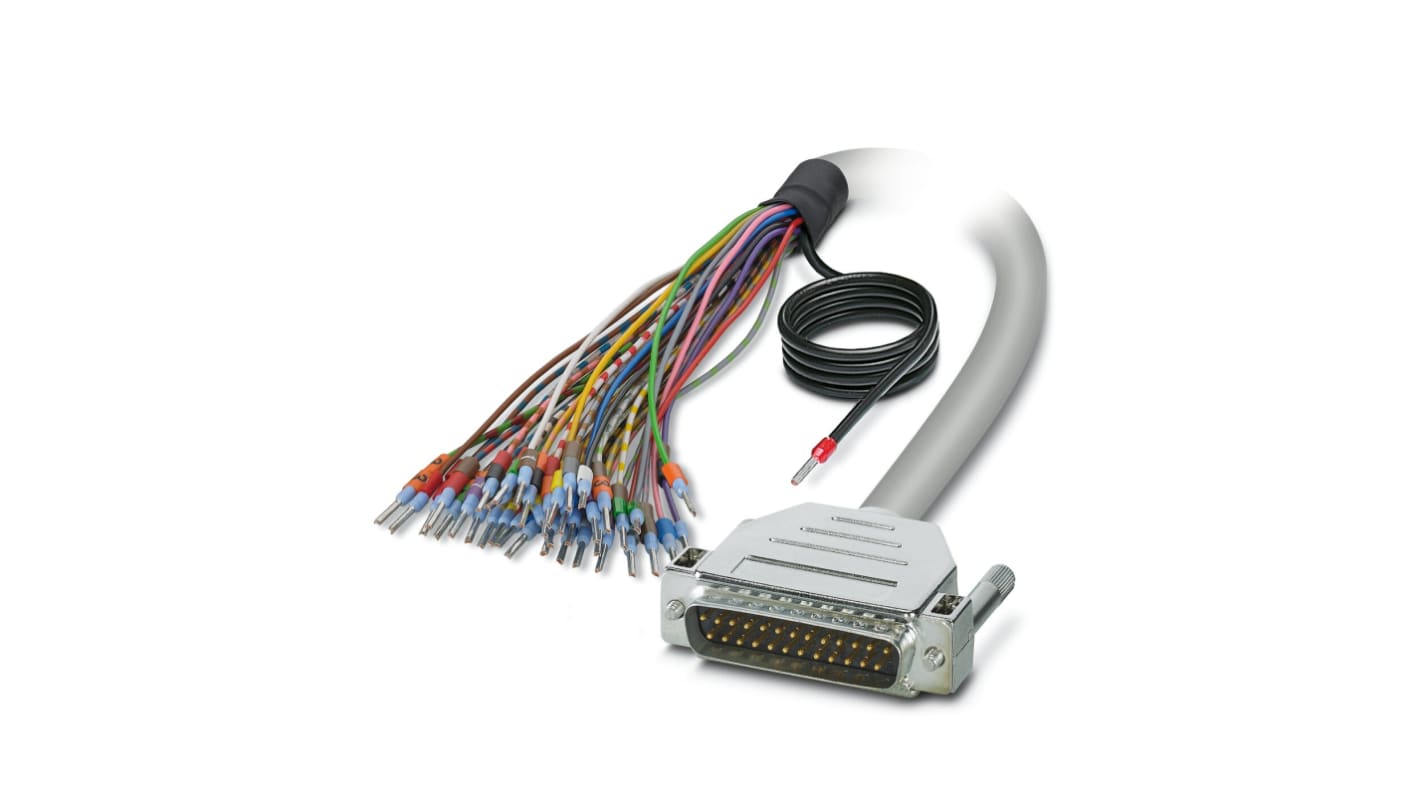 Phoenix Contact Male 25 Pin D-sub Unterminated Serial Cable, 3m PVC, D25SUB Series
