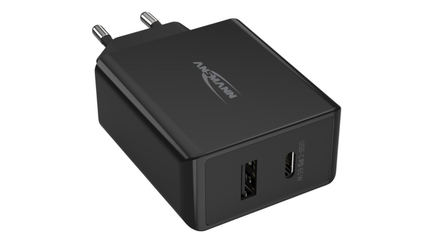 Ansmann 65W Power Brick AC/DC Adapter 5 → 20 V dc Output, 2.4 → 3.25A Output