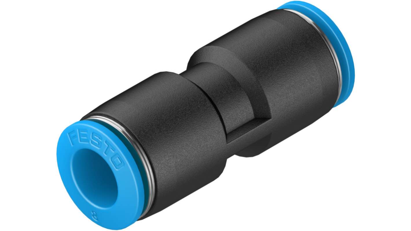 Festo QS Series Straight Tube-to-Tube Adaptor, Push In 8 mm to Push In 8 mm, Tube-to-Tube Connection Style, 130688