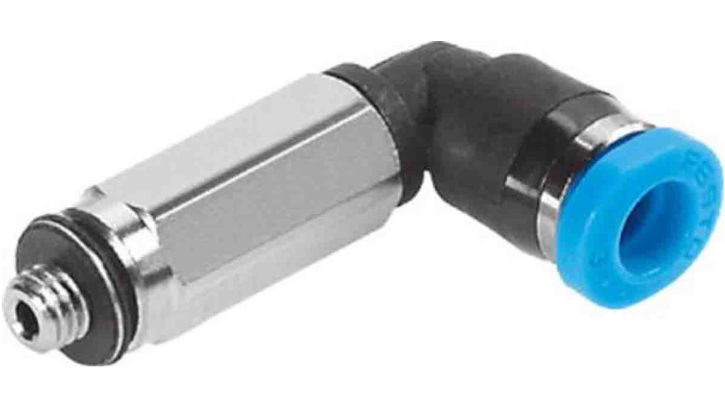 Festo Elbow Threaded Adaptor, M5 Male to Push In 6 mm, Threaded-to-Tube Connection Style, 153341