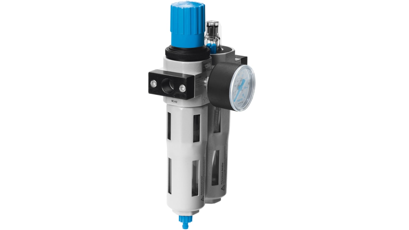Festo G 3/8 FRL, Manual Drain, 40μm Filtration Size Integrated Pressure Gauge