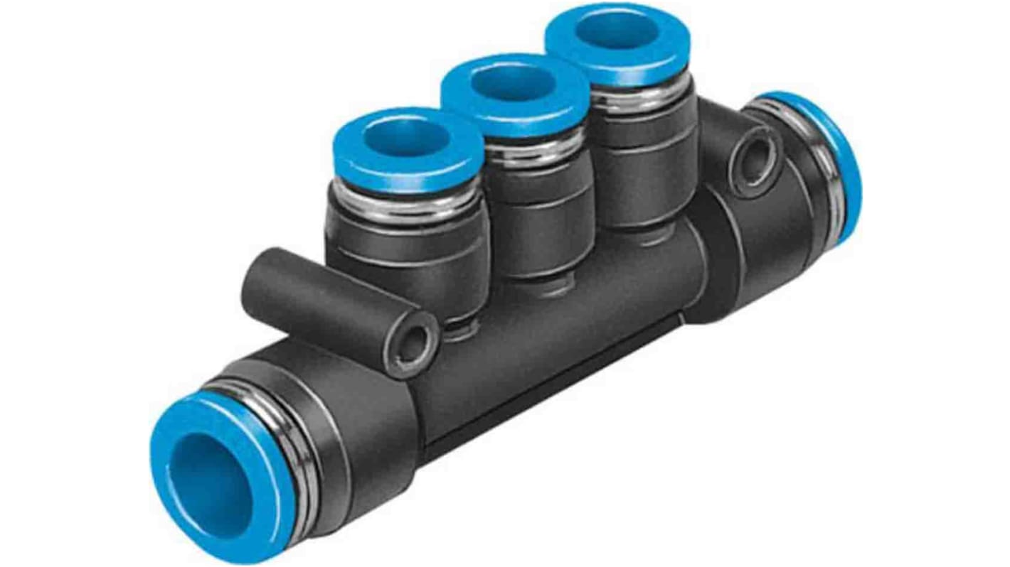 Festo QS 4 Outlet Manifold Push In 10 mm Push In 8 mm
