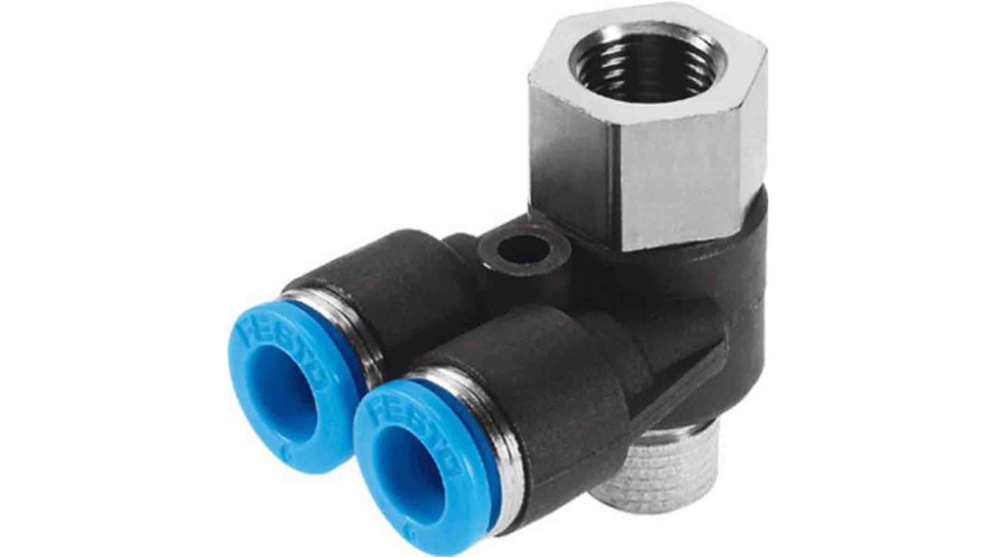 Festo Y Threaded Adaptor Push In 10 mm, R 3/8 Male to G 3/8 Female, Threaded-to-Tube Connection Style, 153198