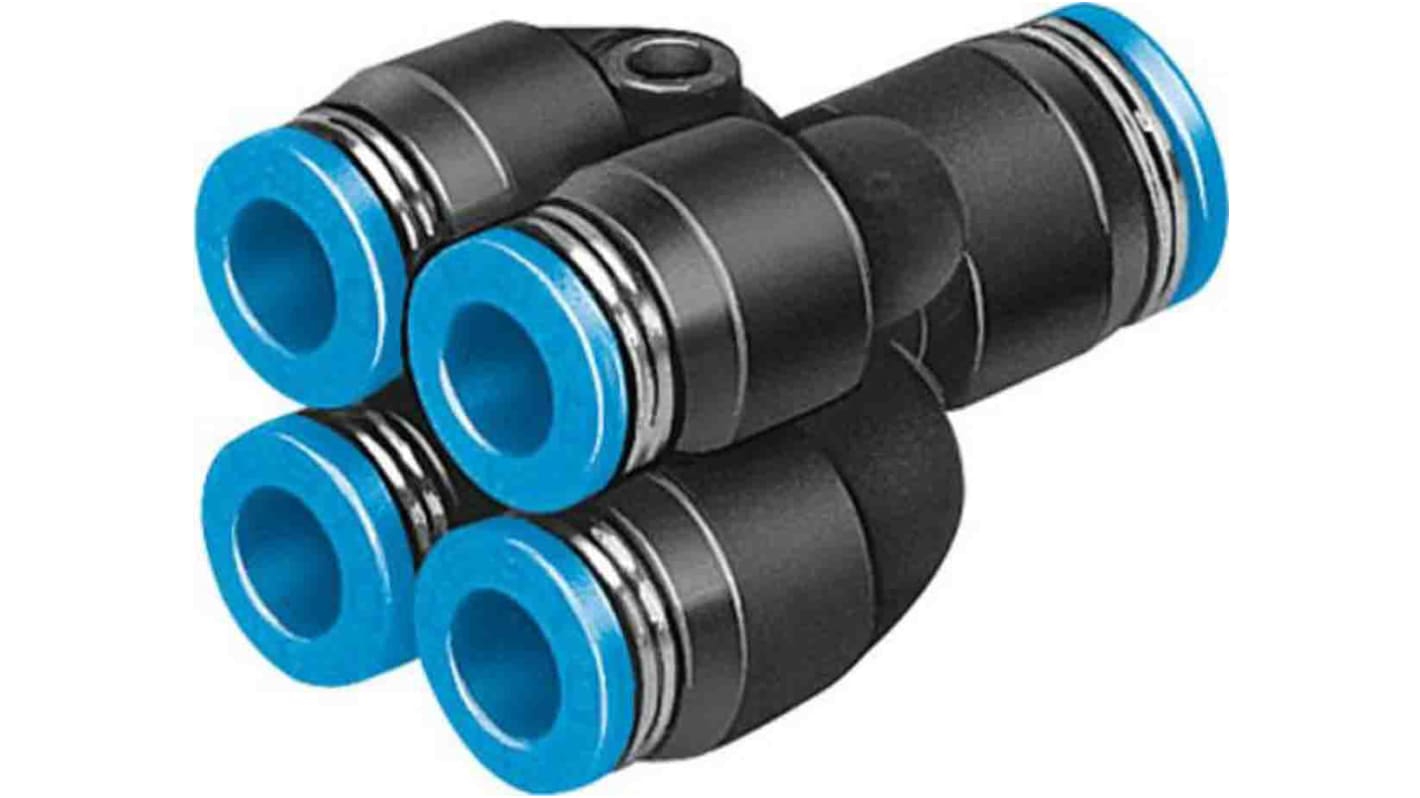 Adaptateur tube à tube double Y Festo QSQ vers Enfichable 6 mm Enfichable 6 mm 1 x 8 mm Push-in, entrée 4 x
