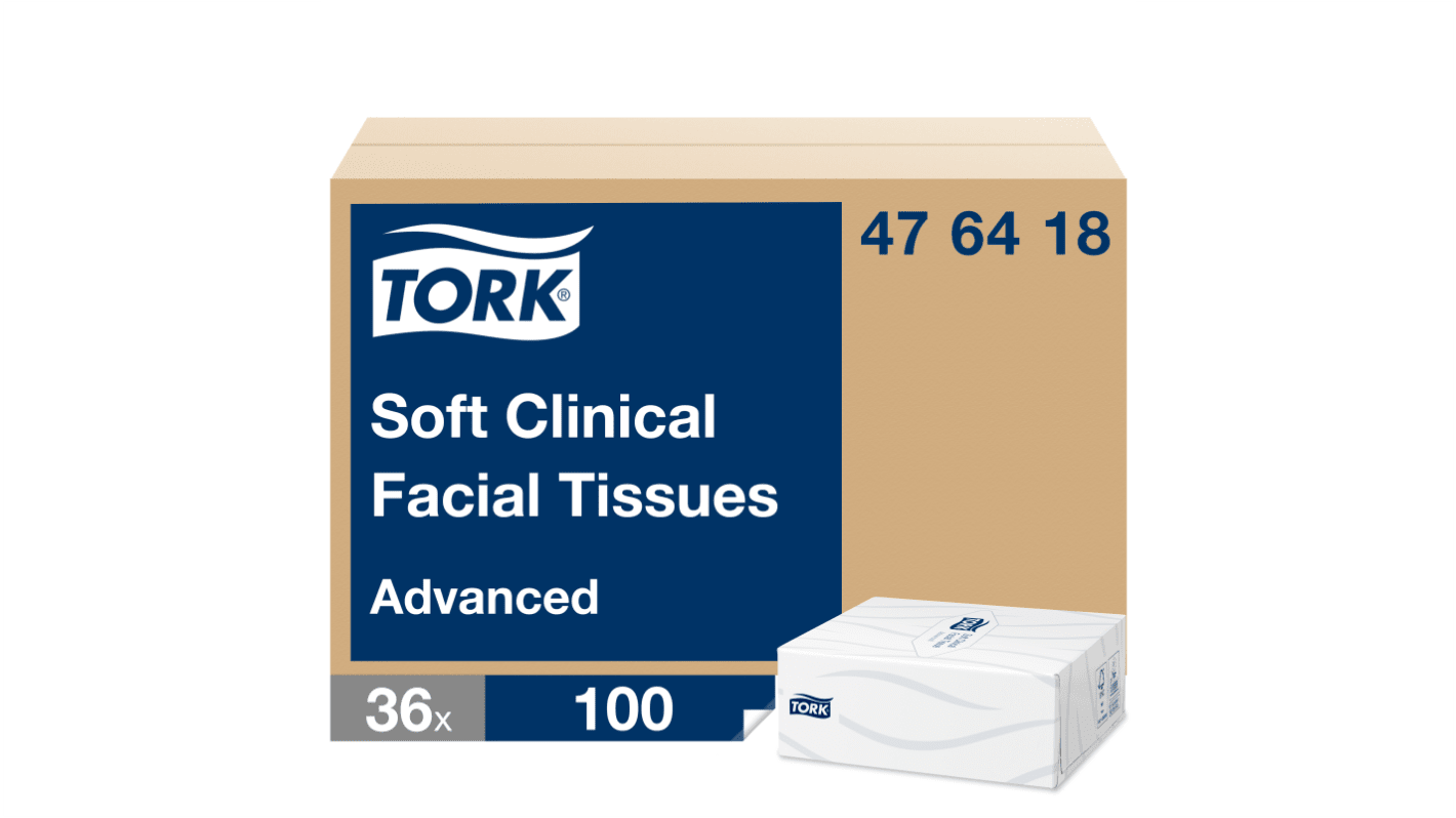 TORK HYGIENE White Facial Tissues, Box of 100