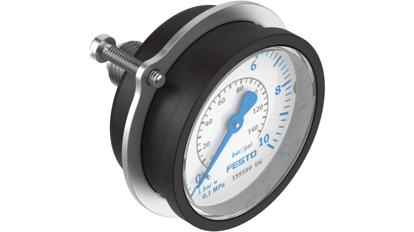 Festo G 1/4 Analogue Pressure Gauge 10bar Back Entry 50mm Outside Diameter