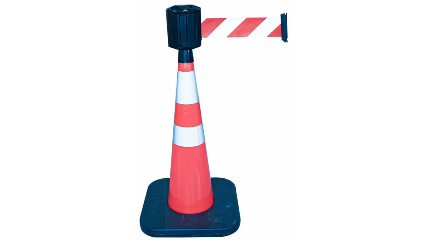 RS PRO Weighted Red, White 1.10 m PVC Safety Cone With Strap Reel