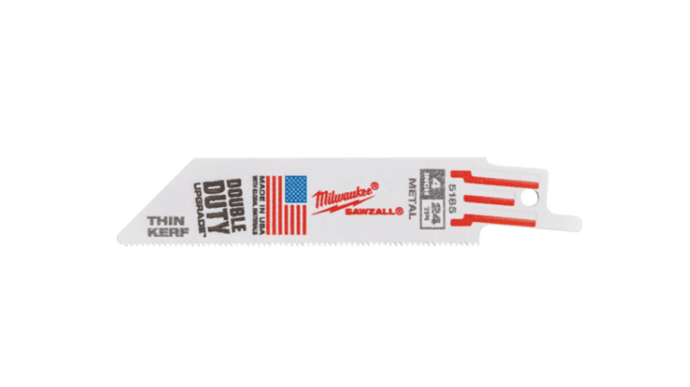 Milwaukee 100mm Cutting Length Reciprocating Saw Blade, Pack of 5
