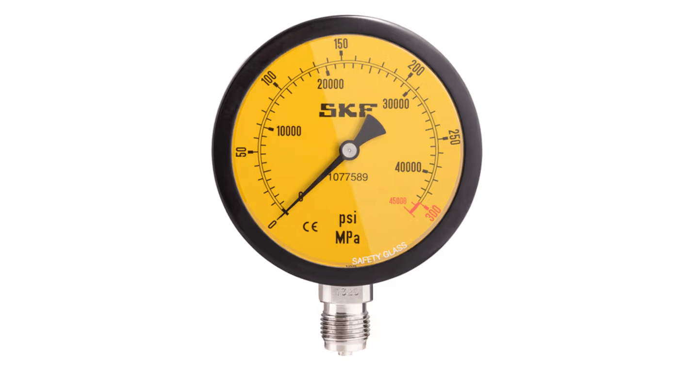 SKF G 1/2 Analogue Pressure Gauge 3000bar Bottom Entry 110mm Outside Diameter