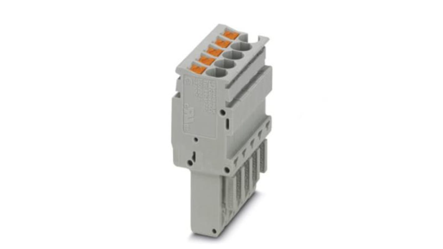 Phoenix Contact, Combi Pluggable Solutions, 5 Way, Pluggable Terminal Block, Plug, Plug-In, Push In Termination, 3209905