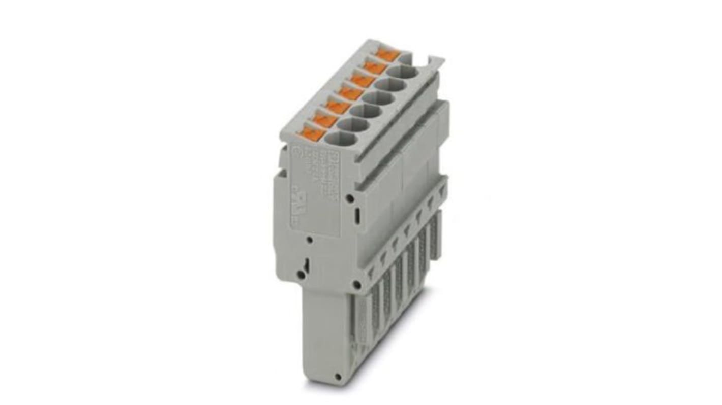 Phoenix Contact, 5.2mm Pitch, Combi Pluggable Solutions, 7 Way, Pluggable Terminal Block, Plug, DIN Rail, Push In