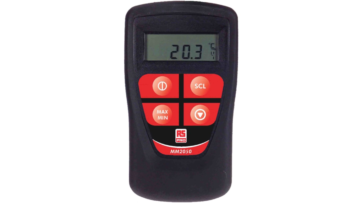 Termometro digitale RS PRO, sonda PT100, 850°C max , Cert. LAT