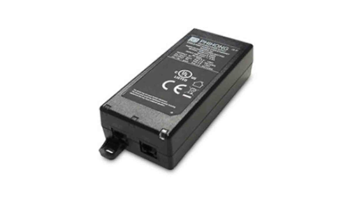 Phihong Single Port POE Injector, 100 → 240V ac Input, 56V dc Output, 1.07A, 60W
