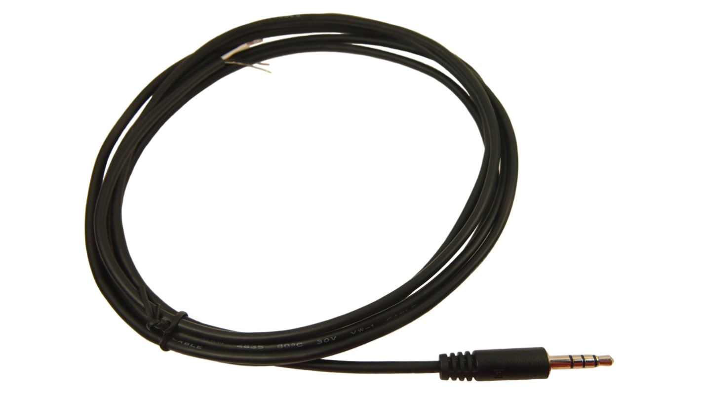 RS PRO Male 3.5mm Stereo Jack to Unterminated Aux Cable, Black, 2m