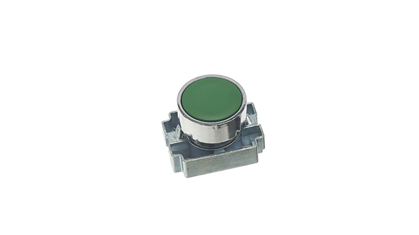 Tête de bouton poussoir RS PRO Vert, Ø découpe 22mm, Momentané